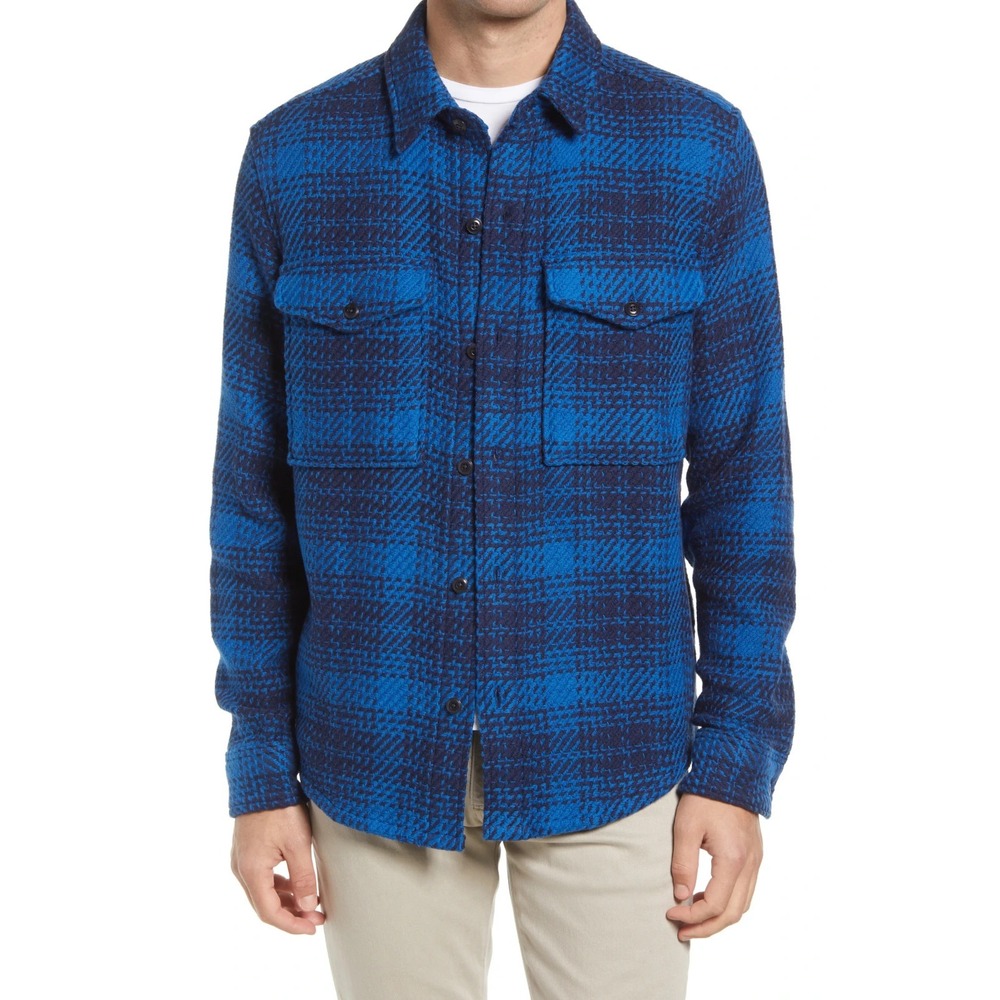 Outerknown Cloud Weave Heavy‎ Surf Shirt Men Large Marine Optic Organic Cotton